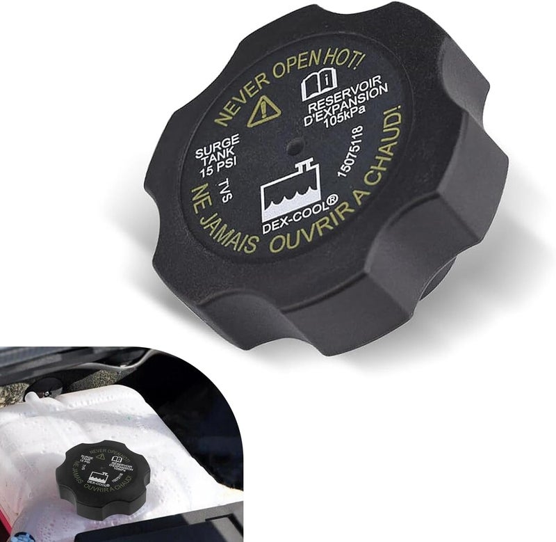 Sumjig 1 PC Car Expansion Pot Cap, 15PSI Radiator Coolant Reservoir Cap, Replacement Modification OEM Part Number 15075118 Accessories, Compatible with GM Cadillac Chevrolet Buick Hummer (Black) - Image 1